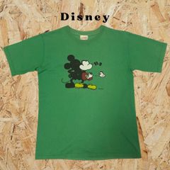 【USA製】Disney ミッキーマウス  ミッキー プリントT キャラT グリーン 緑 Fサイズ ヴィンテージ ビンテージ 古着