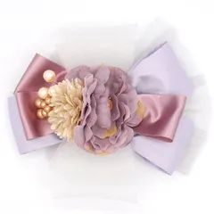 髪飾り 京都 西陣 和小物 京あそび 成人式 紫 リボン 花 パール チュール 和風 浴衣 着物 振袖 袴 七五三 子供 キッズ ヘアアクセサリー コーム 髪留め 結婚式お呼ばれ 大きめ 日本製 送料無料 W 98 CM-T7-915 w708　Si