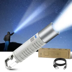 2025年新版·金賞傑作懐中電灯 Seefox 防災グッズ 強力 ledライト 高輝度 高級XPEライト 広角180度COB作業灯 ズーム調節 4モ-ド調光 大容量電池 耐衝撃 残量表示機能 Type-C充電式 防滴 軽量 尾にフックが付い 携帯便利 作業…