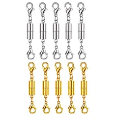 【迅速発送】YFFSFDC ネックレス 留め具 マグネット留め具 簡単装着 磁気クラスプ エンドパーツ ジュエリー用 延長用金具 DIY用 クラフト作り アクセサリーパーツ 10個セット