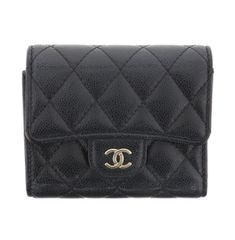 【中古】 CHANEL （シャネル） ｸﾗｼｯｸ ｽﾓｰﾙ ﾌﾗｯﾌﾟ ｳｫﾚｯﾄ 財布 三つ折り財布(小銭入有) MATELLASE マトラッセ Black ﾌﾞﾗｯｸ Caviarskin キャビアスキン AP0229 used:B
