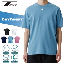 THESEUS 半袖シャツ サックスブルー ロゴ ホワイト ドライＴシャツ メッシュ 吸汗速乾 DryTshirt SAXE BLUE Logo WHITE TB72