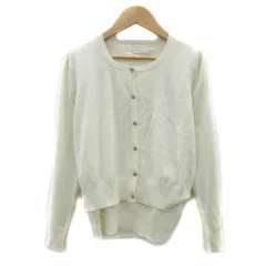 アベニールエトワール Aveniretoile アンサンブルニット カーディガン カットソー 半袖 ラウンドネック 無地 フリル ウール混 36 オフホワイト /YS10