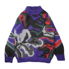 90s Mohair knit sweater モヘアニット 柄モヘア