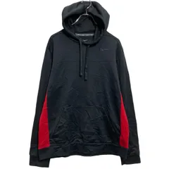 NIKE ロゴ ジャージ パーカー M ブラック レッド 切替 ナイキ プルオーバー スポーツウェア 古着卸 アメリカ仕入 a702-7527