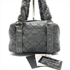 良品 CHANEL シャネル ココマーク マトラッセ チェーン ハンドル ミニ ハンド バッグ グレー a7924