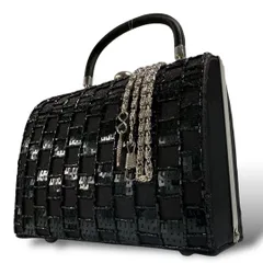 【極美品】デザイナーズ 2way フォーマルバッグ ハンドバッグ チェーンバッグ シルバーチェーン スパンコール 斜め掛け 結婚式 パーティー お祝い お食事会 ブラック 黒