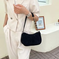 ホワイトコーデュロイショルダーバッグレトロコーデュロイショルダーバッグ、シンプルチェーンアンダーアームピュア、女性用のソリッドカラーハンドバッグ