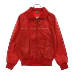 adidas (アディダス) 70-80S VINTAGE ヴィンテージ デサント社製 トレフォイルロゴプリント 裾リブ ジップアップ ポリエステルジャケット レッド TAD-905