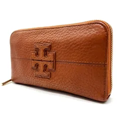 ✨良品✨ TORYBURCH トリーバーチ 長財布 ロングウォレット ラウンドファスナー ロゴ レザー 革 ブラウン 茶色 ユニセックス 男女兼用 メンズ レディース