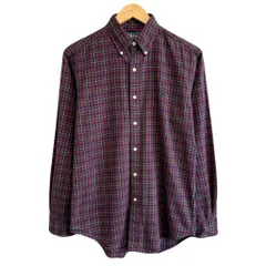 Ralph Lauren ラルフローレン CLASSIC FIT ボタンダウンシャツ コットンシャツ チェック柄 長袖シャツ ワンポイントロゴ 刺繍 紺×赤×緑×黄色 Sサイズ No.G780