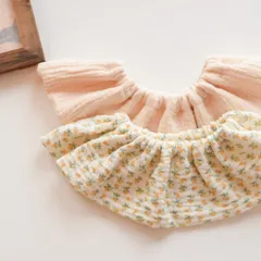 フリルスタイ　ハンドメイド　2枚セット（韓国生地小花柄とぽこぽこダブルガーゼ）