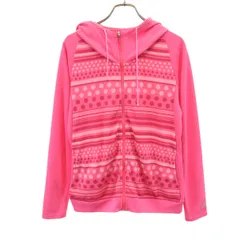 adidas アディダス ドット ボーダー柄 長袖 ジップパーカー L ピンク レディース 古着