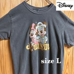 【古着】Disney(ディズニー)半袖Tシャツ L グレー ミッキー ミニー