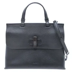 美品 GUCCI グッチ バンブー デイリー ミディアム 2WAY ハンドバッグ ショルダー カバン ターンロック レザー 392013 黒 ブラック レディース 古着 中古 USED