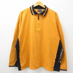 XL/古着 ノーティカ 長袖 ブランド ハーフジップ トップス メンズ ビッグロゴ 鹿の子 コットン 濃黄他 イエロー 24aug31 中古