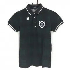 パーリーゲイツ 半袖ポロシャツ グリーン×黒 チェック ブラックウォッチ バックナンバー  レディース 0(S) ゴルフウェア PEARLY GATES