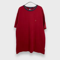☆TOMMY HILFIGER☆鹿の子コットンワンポイントTシャツ赤系☆XL☆90ｓ☆エンブレム☆H24M