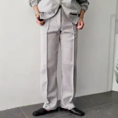 メンズ ハイウエスト イ・ジュンジ ウィービングマシン ストレート ジャージ パンツ 4 カラー