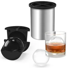 製氷器 丸氷 透明氷 作る 容器 6.4cm口径 ウイスキー 氷 カクテル バーボン 各種ドリンクに - 父親 夫 友人へのプレゼントとしてのサムネイル
