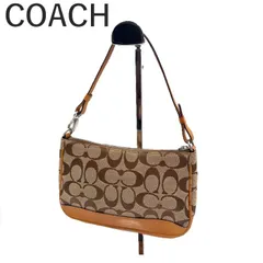 コーチ COACH ミニバッグ アクセサリーポーチ シグネチャー レザー ブラウン系