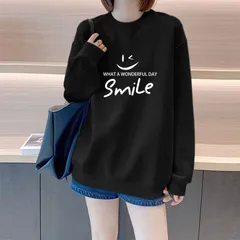 笑い顔 トレーナー レディース ゆったり 体型カバー ビッグシルエット ファッション ビックトレーナー スウェット トップス hasE200