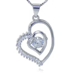 残り1点★ダブルハート CZ ダイヤモンド ネックレス キュービックジルコニア プラチナ仕上 シルバー925 レディースペンダント ジュエリー プレゼント
