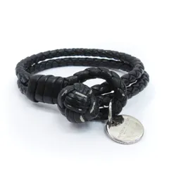 ボッテガヴェネタ BOTTEGA VENETA ブレスレット レザー 本革 編み込み イタリア製 黒 ブラック