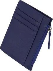 Four leaf コンパクトx収納力 薄型 財布 小銭入れ付き カードケース フラグメントケース ミニ財布 ウォレット 小さい財布 薄い 本革 牛革 ６枚収納(ブルー)