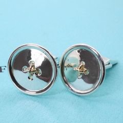 極美品 ティファニー ボタン コンビ カフス ステッチ/24-5420