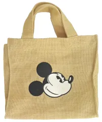 【中古】バッグ ミッキーマウス(フェイス) トートバッグ Sサイズ 刺しゅう Linen Tote 「ディズニー」 ディズニーストア限定