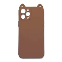 韓国 おしゃれ カバー 衝撃吸収 スマホケース 耐衝撃 アニマル TPU ねこ シリコン くすみニュアンスカラー ソフト (マットブラウン) 猫耳 かわいい ケース 対応 アイフォン12プロマックス 薄型 Max Pro アイフォン iPhone12 ssli