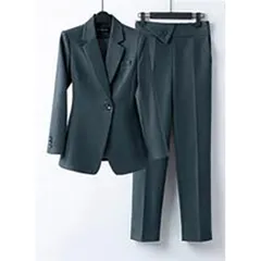 ☆ グレーブルー ☆ L ☆ ビジネススーツ パンツスーツ セットアップ レディース レディース スーツ セットアップ ビジネス パンツスーツ 上下セット レディーススーツ フォーマルスーツ ビジネススーツ セレモニースーツ 長袖 無地 リクルート 通勤
