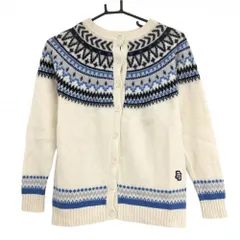 パーリーゲイツ カーディガン アイボリー×ネイビー×ライトブルー 一部柄 ウール混 ニット レディース 1(M) ゴルフウェア PEARLY GATES