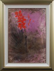 栗原 一郎、「薊」、希少画集・額装画、日本製・新品額縁にて額装致し