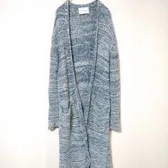 アダムエロペ　ニットロングカーディガン　レディースM相当　まだら模様　薄い緑系