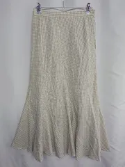 ◇ Θ apres jour ウエストゴム　ブロックチェック マキシ フレアー スカート サイズM ベージュ レディース E  【1409240060222】