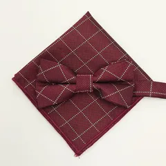 8蝶ネクタイ チーフ　セット　ワインレッド　バーガンディ　新郎新婦　タキシード