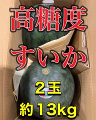 北海道沖縄追加了解無し　熊本県産　黒西瓜　2玉　約13kg