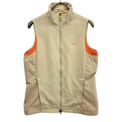 NIKE GOLF ナイキゴルフ ロゴプリント ジップ ベスト M ベージュ レディース 古着