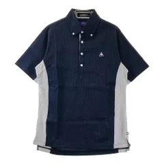 サイズ：M LE COQ GOLF ルコックゴルフ  シアサッカー 半袖ポロシャツ ボタンダウン チェック柄 ネイビー系 [240101443134] ゴルフウェア メンズ ストスト