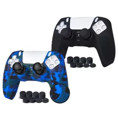 【在庫処分】1個/2個（28オプション）、無料の8ボタンキャップ、シリコーン保護、オリジナルの充電器で充電できます、滑り止めデザイン、両面印刷パターンに適しています カバー コントローラー PS5 JYXETOV
