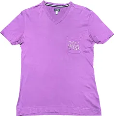ARMANI JEANS ポケット付き半袖VネックTシャツ パープル Mサイズ