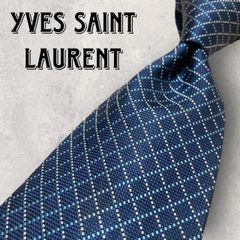 Yves Saint Laurent イブサンローラン パネル柄 格子柄 ネクタイ ネイビー