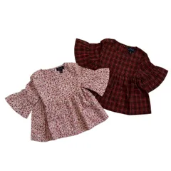 Ralph Lauren ラルフローレン ブラウス2枚セット 赤系 ピンク系 チェック 花柄 総柄 チュニック キッズ サイズ4/4T 110cm