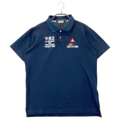 サイズ：L LE COQ GOLF ルコックゴルフ  半袖ポロシャツ ボーダー柄 ネイビー系 [240101418948] ゴルフウェア メンズ ストスト