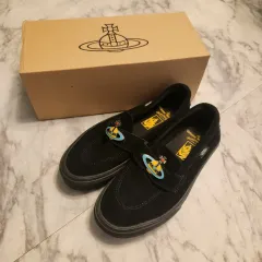 未使用25.5ヴィヴィアンウエストウッド×VANS ブラックレザースニーカー Vivienne Westwood(ヴィヴィアンウエストウッド) VANS(バンズ