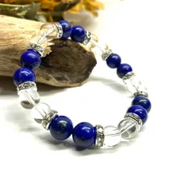 ラピスラズリ&水晶 パワーストーン ブレスレット 天然石 (シルバー)  8mm レディース 女性  数珠ブレス 開運 プレゼント ギフト [25]