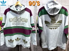 90'S アディダス ビッグロゴ プルオーバー パーカー M-L スウェット adidas トレフォイル
