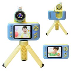 【色: Blue】2022新版 キッズカメラ三脚付き子供用カメラ ビデオカメラお